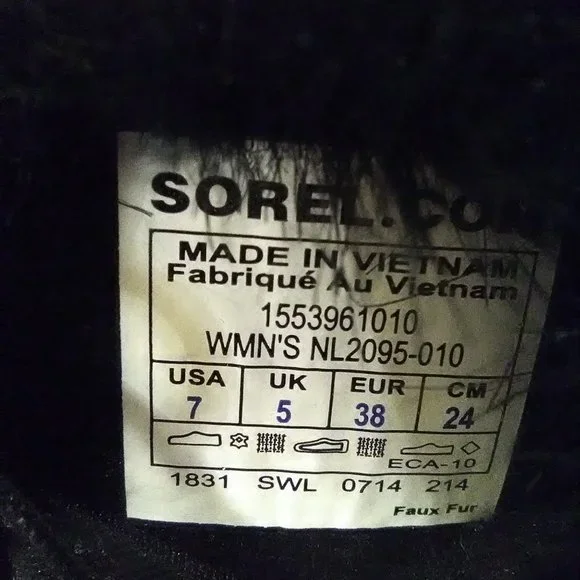 Sorel Black Winter Faux Fur Side Twist Lace-up Boots Size 7 - Picture 6 of 12